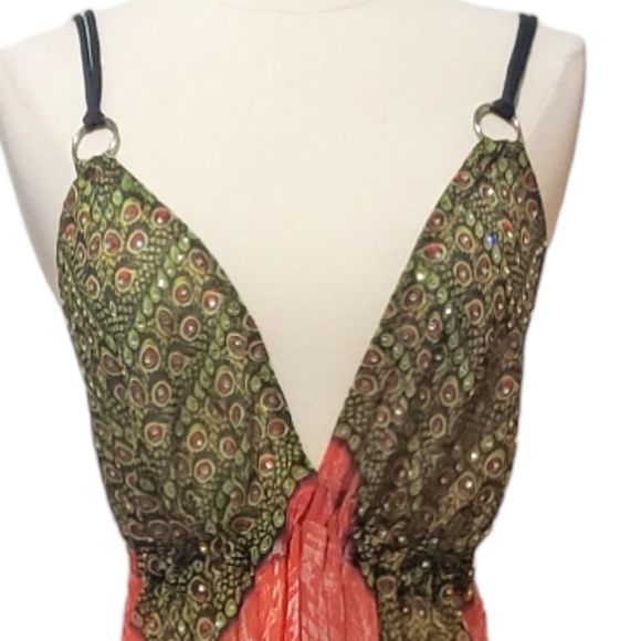 Bohemian Rhinestone Semi-sheer Halter Style Dress Coverup - Picture 3 of 15